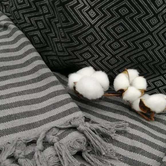 Geometric Pattern Gray Throw Blanket - Picture 3 of 5